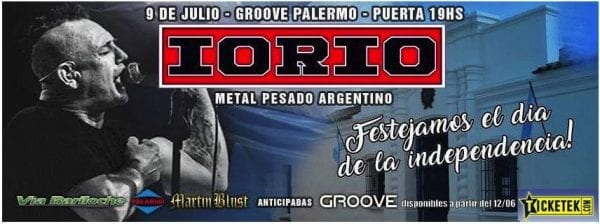 IORIO se presentará en Groove para festejar el Día de la Independencia argentina @ Groove | Buenos Aires | Argentina