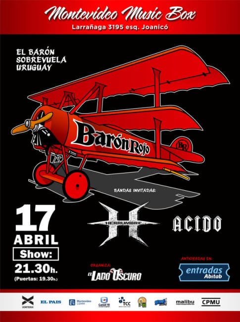 BARON ROJO vuelve a Uruguay el próximo 17 de Abril