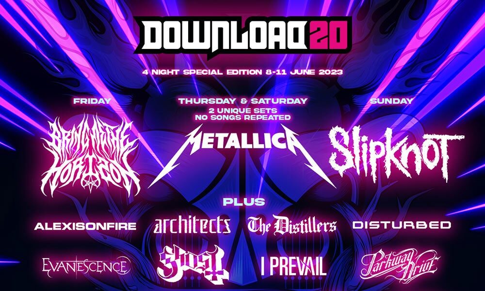 Encabezado por METALLICA, SLIPKNOT y BMTH, el DOWNLOAD FESTIVAL celebrará 20 años en 2023